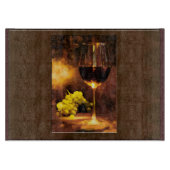 Glas van wijn en groene druiven van kaarslicht snijplank (Voorkant)