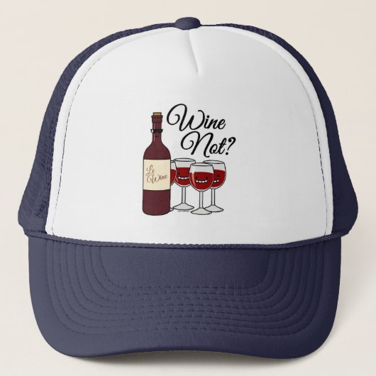 Glas van wijn, geen druiven, rode roze trucker pet (Voorkant)