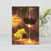 Glas van wijn, groene druiven, kaarslicht kaart (Staand voorkant)