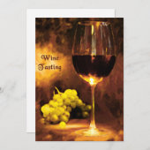 Glas van wijn, groene druiven, kaarslicht kaart (Voorkant / Achterkant)