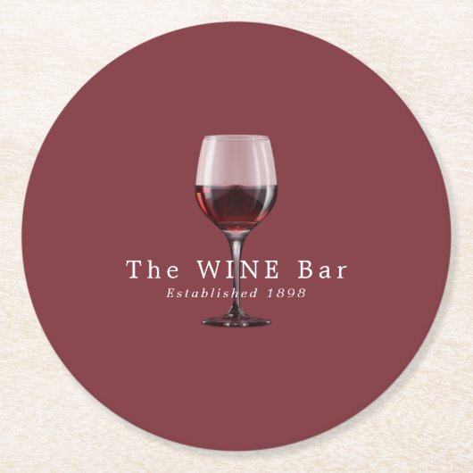 Glas van Wijn, Wijnbar/Winery Ronde Kartonnen Onderzetter (Voorkant)