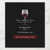 Glas van Wijn, Wijnbar/Winery Wijn Etiket (Enkel label)