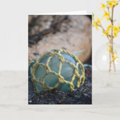 Glas Vissen Float, verticaal Kaart (Gele Bloem)