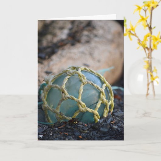 Glas Vissen Float, verticaal Kaart (Gele Bloem)