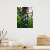 Glas Vist drijvers opknoping in touw netting Poster (Keuken)