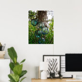 Glas Vist drijvers opknoping in touw netting Poster (Thuiskantoor)