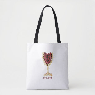 Glas voor kurken, gepersonaliseerd tote bag