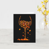 Glas Wijn Esblad Herfst Grappig Drinken W Kaart (Gele Bloem)