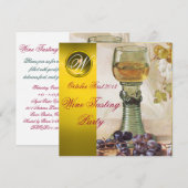 GLAS WIJN, OUDE WIJNSTOK FEESTJE MONOGRAM KAART (Voorkant / Achterkant)