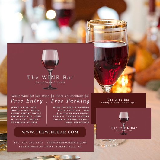 Glas Wijn, Wijnbar/Wijnmakerij Adverteren Flyer