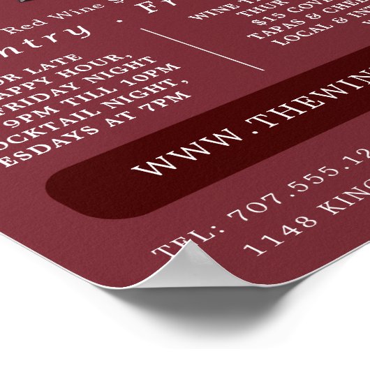 Glas Wijn, Wijnbar/Wijnmakerij Adverteren Poster (Hoek)