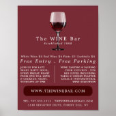 Glas Wijn, Wijnbar/Wijnmakerij Adverteren Poster (Voorkant)