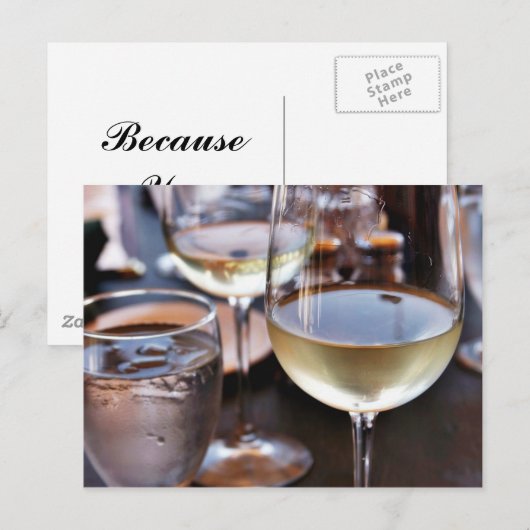 Glas witte wijn briefkaart (Voorkant / Achterkant)