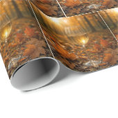 Glas witte wijn in herfstbladeren cadeaupapier (Rol Hoek)