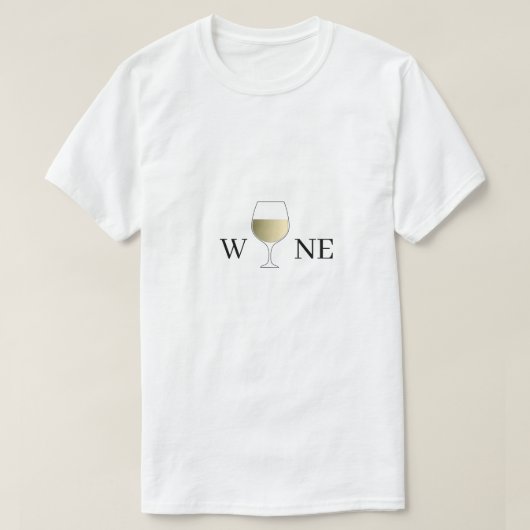 Glas witte wijn minimalistisch wit t-shirt (Design voorkant)