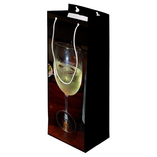 Glas witte wijn op een wijn Canvas tas Wijn Cadeautas (Achterkant Gekanteld)