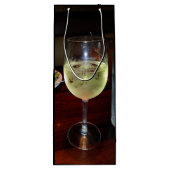 Glas witte wijn op een wijn Canvas tas Wijn Cadeautas (Achterkant)