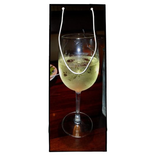 Glas witte wijn op een wijn Canvas tas Wijn Cadeautas (Achterkant)