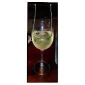 Glas witte wijn op een wijn Canvas tas Wijn Cadeautas (Voorkant)