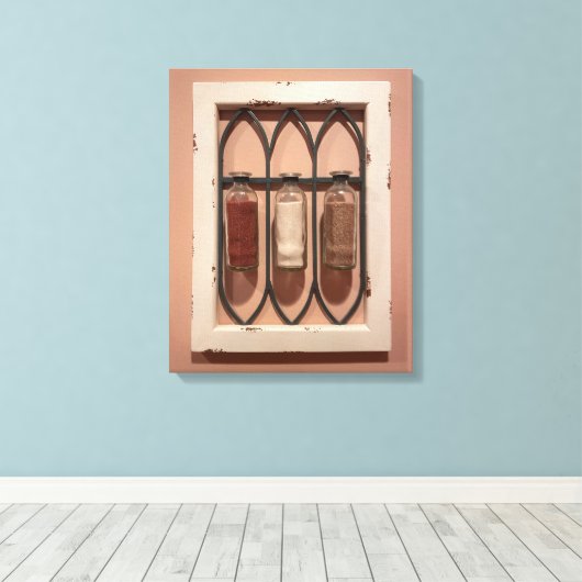 Glas Zandflessen Muurkunst Canvas Afdruk (Insitu (Houten vloer))