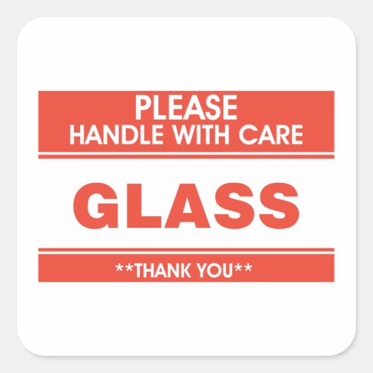 Glas, zorg ervoor vierkante sticker (Voorkant)