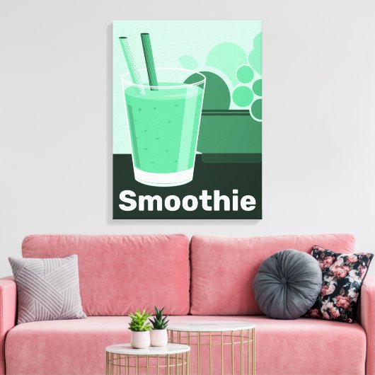 Glas Zwart-Wit-Groen Keuken Wand Kunst -Canvas Canvas Afdruk (Insitu (Woonkamer))