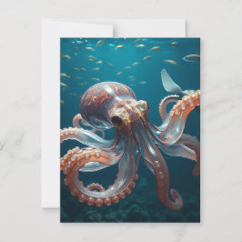 Glasachtige octopus in het diepe Zee Briefkaart