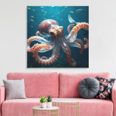 Glasachtige octopus in het diepe Zee Canvas Afdruk (Insitu (Woonkamer))
