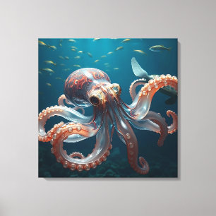 Glasachtige octopus in het diepe Zee Canvas Afdruk