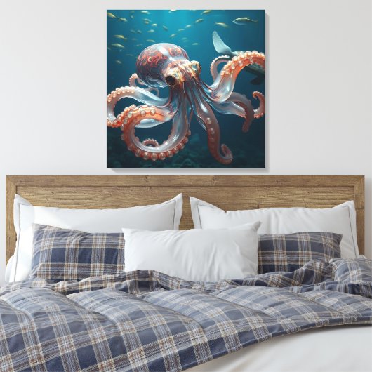 Glasachtige octopus in het diepe Zee Canvas Afdruk (Insitu (Slaapkamer))