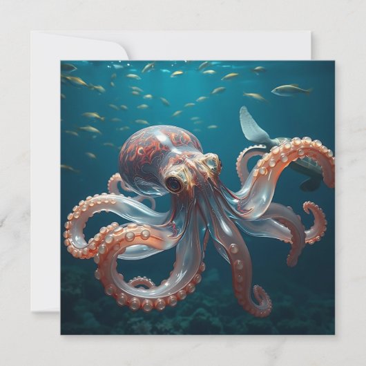 Glasachtige octopus in het diepe Zee Notitiekaartje (Voorkant)