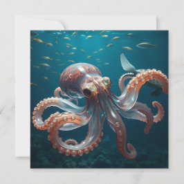 Glasachtige octopus in het diepe Zee Notitiekaartje