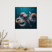 Glasachtige octopus in het diepe Zee Poster (Keuken)