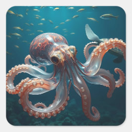 Glasachtige octopus in het diepe Zee Vierkante Sticker