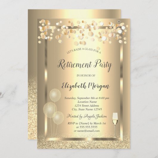 Glasballonnen goudglitter kaart (Voorkant / Achterkant)