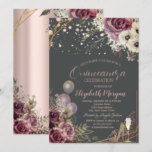 Glasballons Glitter Heels Flowers Quinceañera Kaart