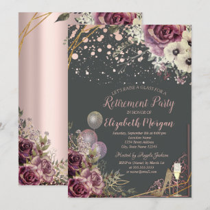Glasballons Glitter Heels Flowers Retirement Kaart