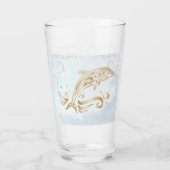 Glasbeker met gouden dolfijn glas (Achterkant)