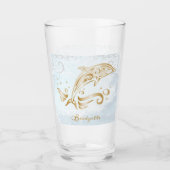 Glasbeker met gouden dolfijn glas (Voorkant)
