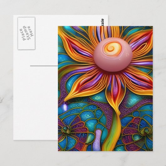  glasbloem briefkaart (Voorkant / Achterkant)