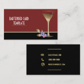 Glasglas met metalen staarten visitekaartje (Voorkant / Achterkant)