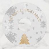 Glasglazen Labels met gouden kerstbomen (Voorkant)