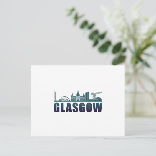 Glasgow City Cityscape Skyline Funny Gift Idea Briefkaart (Staand voorkant)