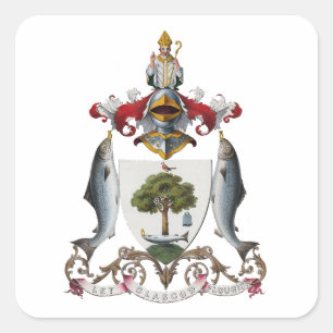 Glasgow Coat of Arms, Schotland Vierkante Sticker