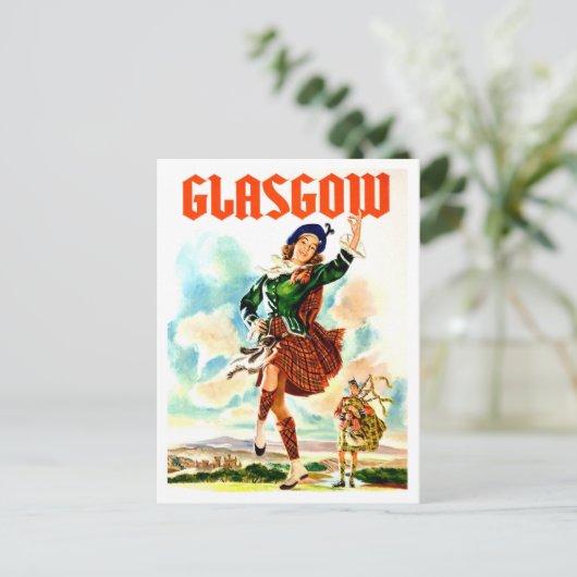 Glasgow, dansmeisje in nationaal kostuum,  briefkaart (Staand voorkant)
