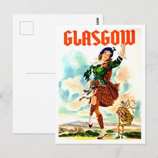 Glasgow, dansmeisje in nationaal kostuum,  briefkaart (Voorkant / Achterkant)