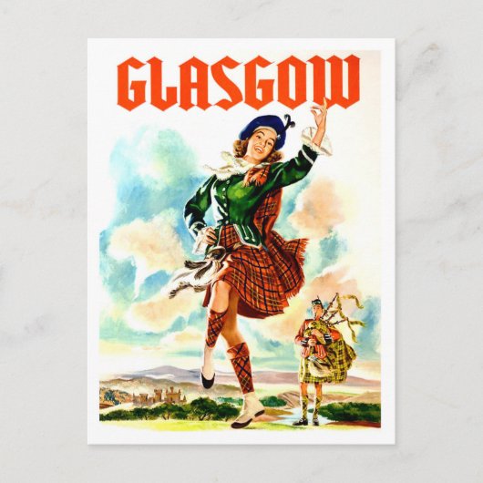 Glasgow, dansmeisje in nationaal kostuum,  briefkaart (Voorkant)