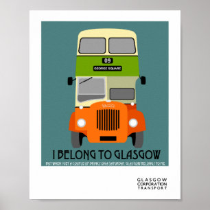  Glasgow Double Decker Bus Pop Art Poster
