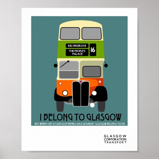  Glasgow Double Decker Bus Pop Art Poster (Voorkant)
