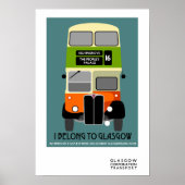  Glasgow Double Decker Bus Pop Art Poster (Voorkant)